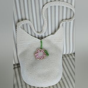 The SAK Cream Crochet Shoulder Bag with Floral Accent